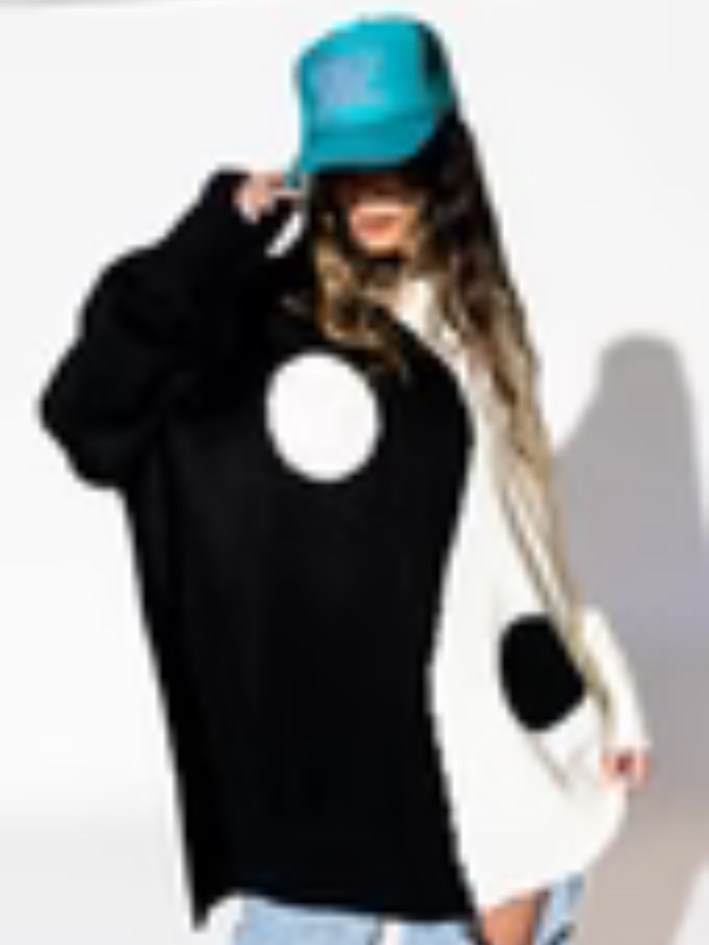 Dressed in LALA Yin & Yang Oversize Sweater NWT (Black and white combo)